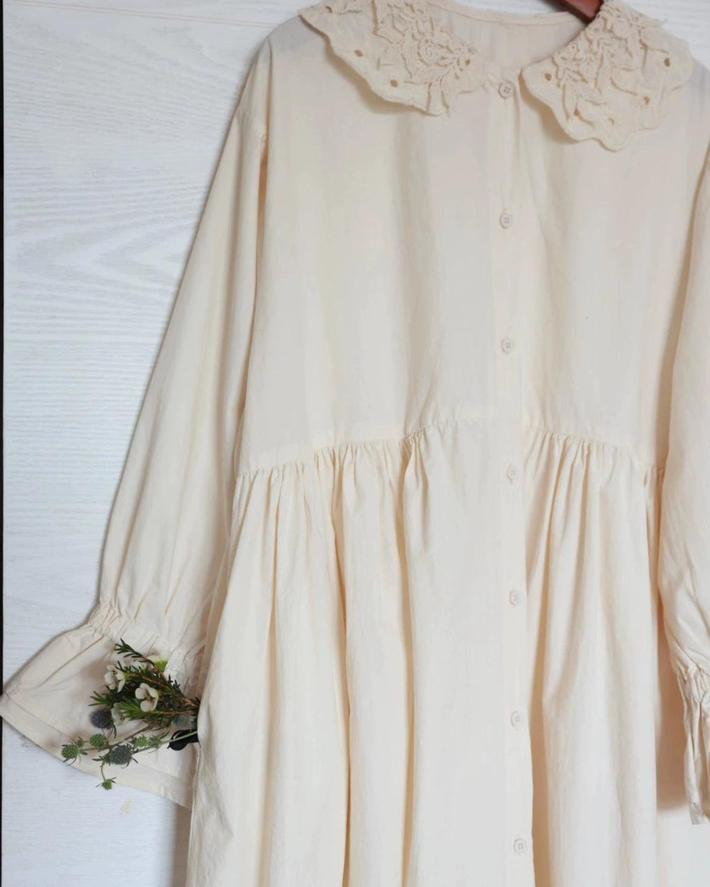 ミニマルレースカラーシャツワンピース 10099