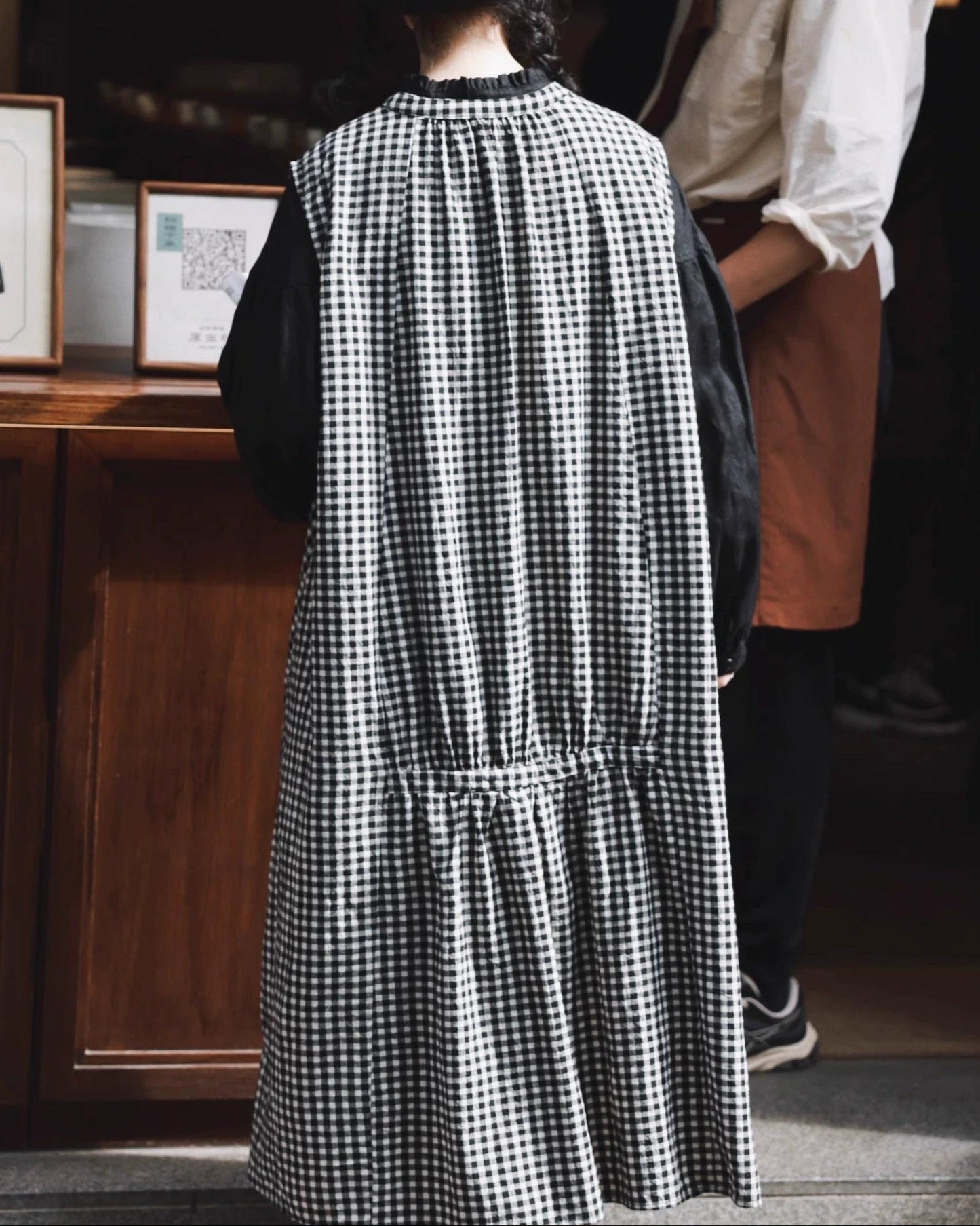 チェック柄リボンベストワンピース 10058