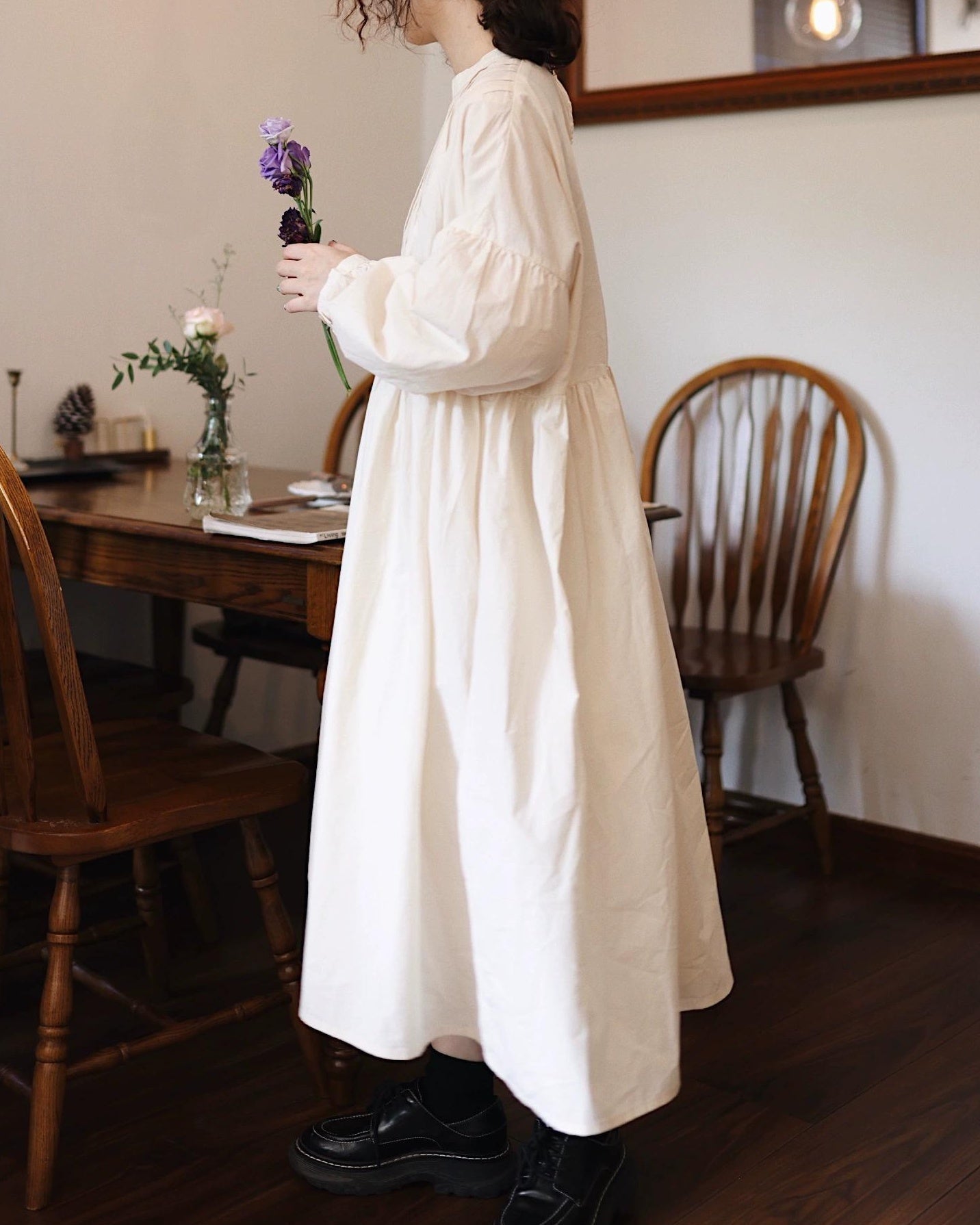 ソフトプリーツハイウエストワンピース 10114