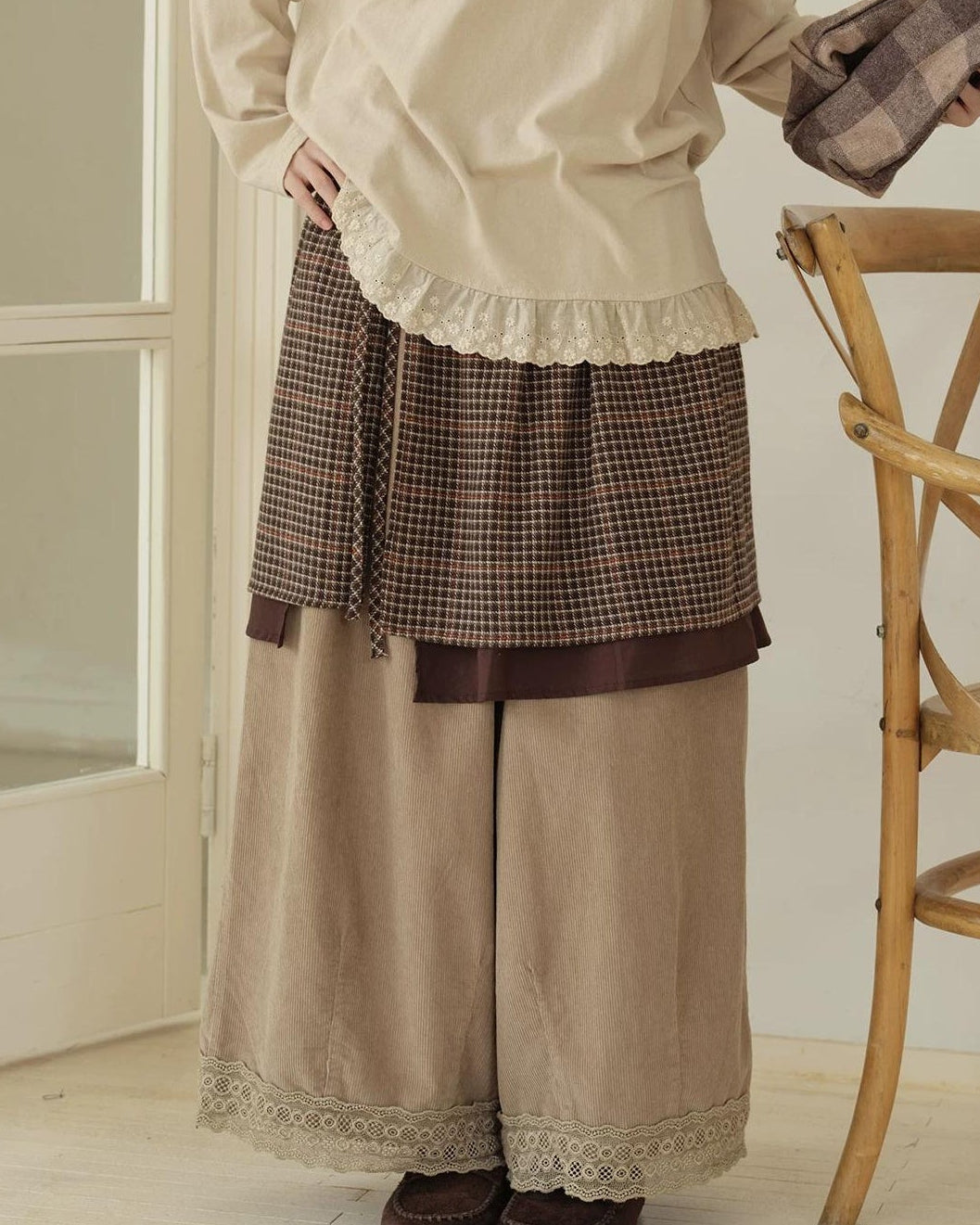 チェックレイヤードスカート 10199