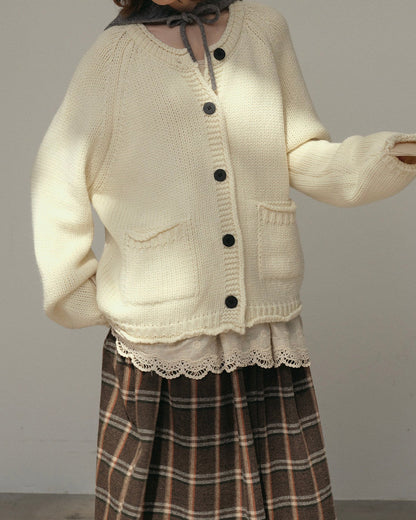 フォークポケットニットカーディガン 10179