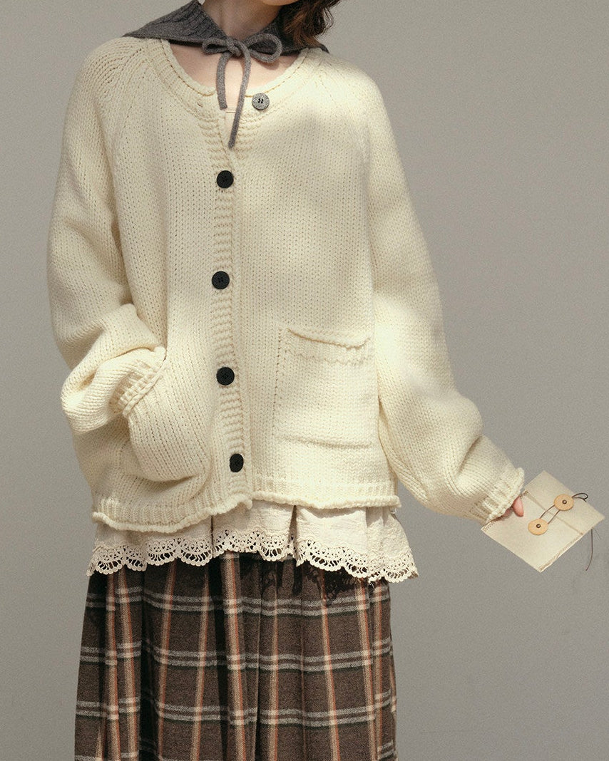 フォークポケットニットカーディガン 10179