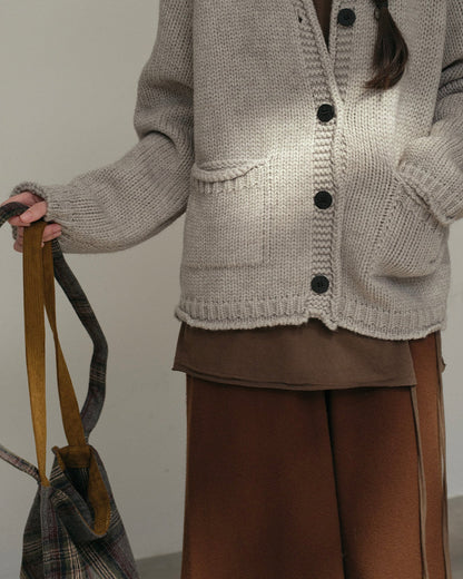 フォークポケットニットカーディガン 10179