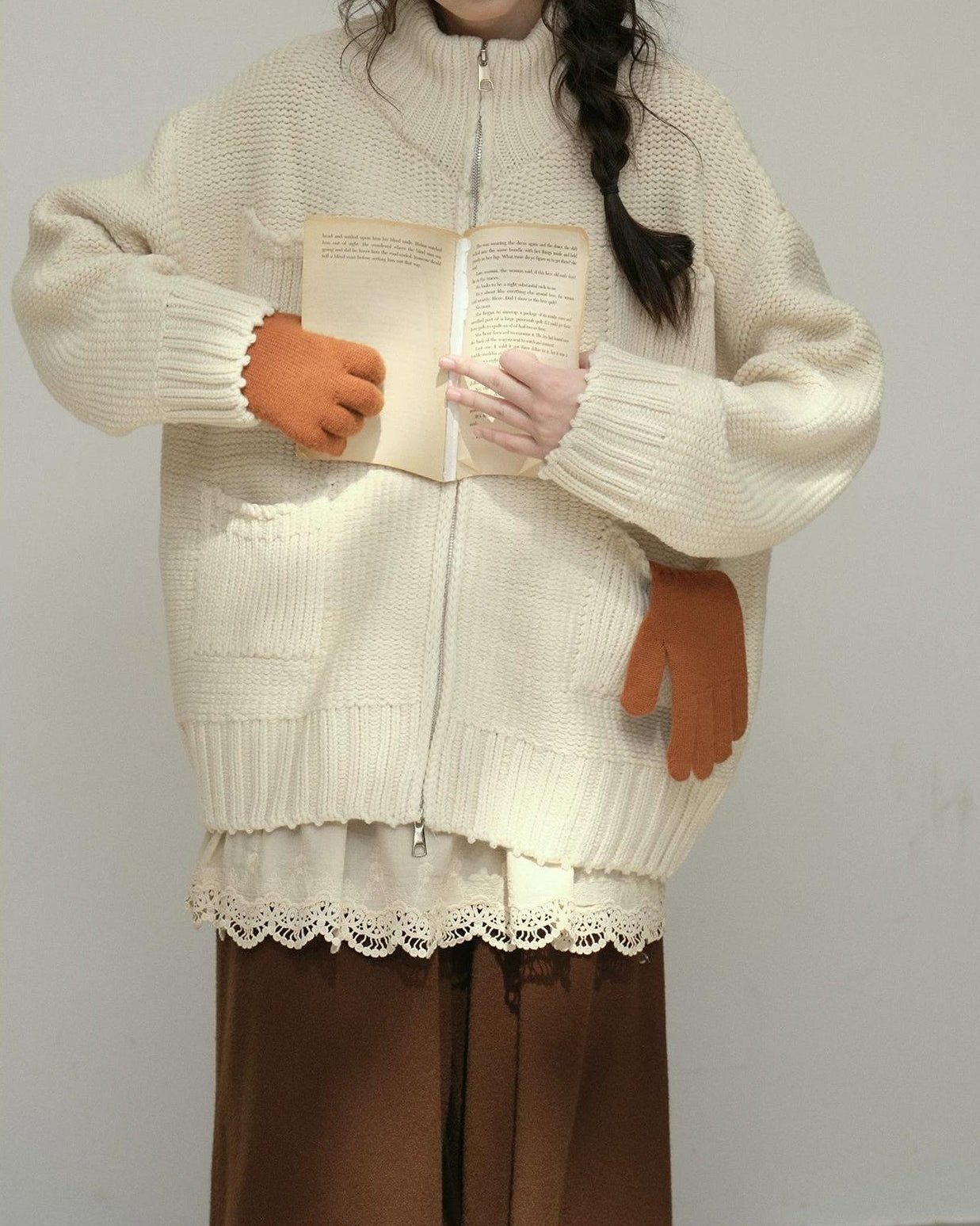 ハイネックジッパーポケットカーディガン 10174