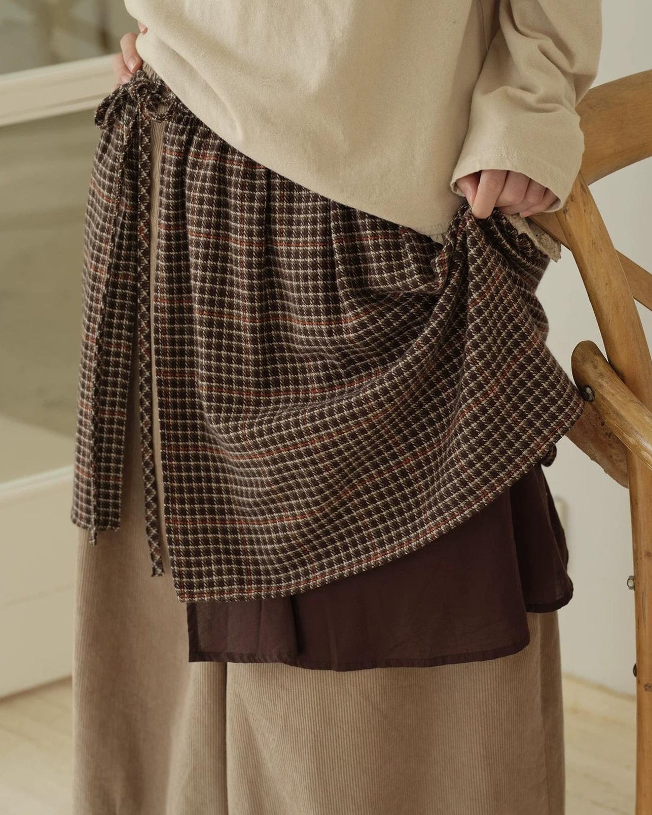 チェックレイヤードスカート 10199