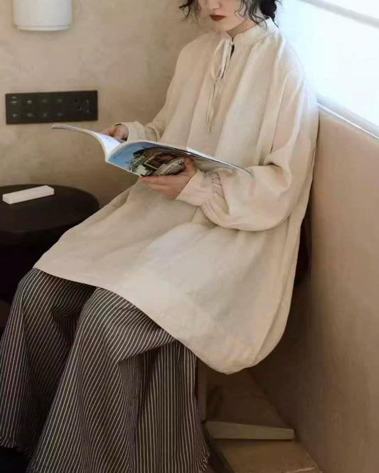 パフスリーブリボンフレアブラウス 10018