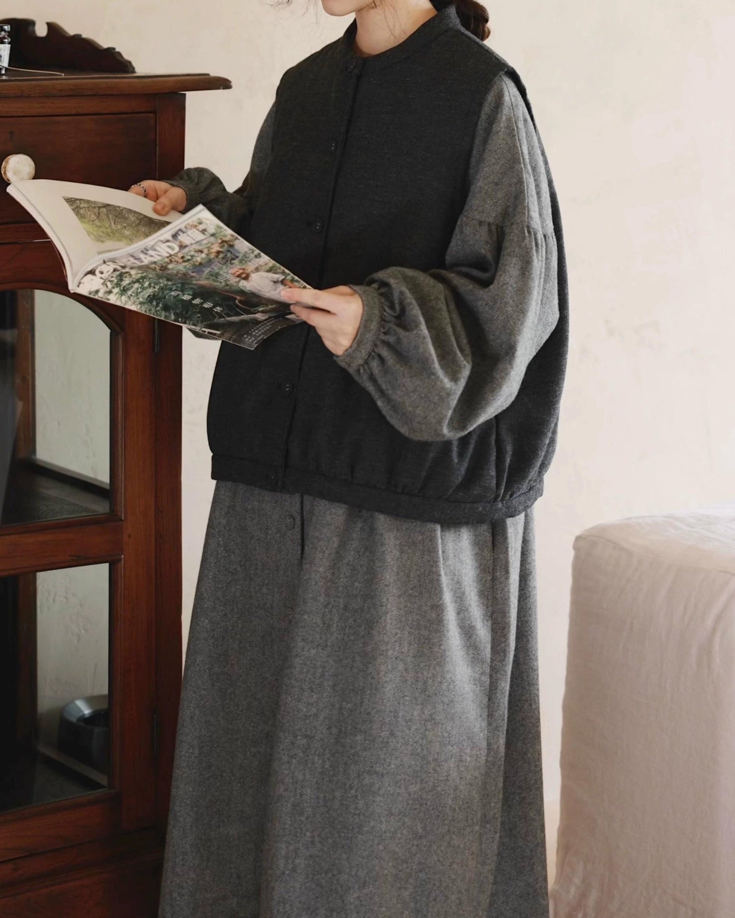 ハイウエストパフフレアワンピース 10068