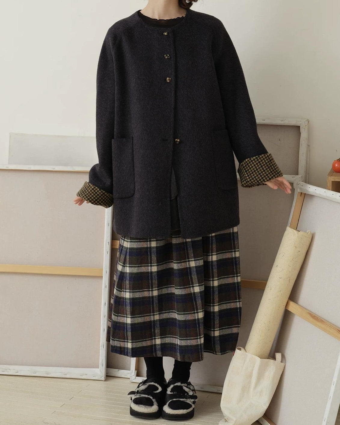 スカンジナビアチェックミディスカート 10188