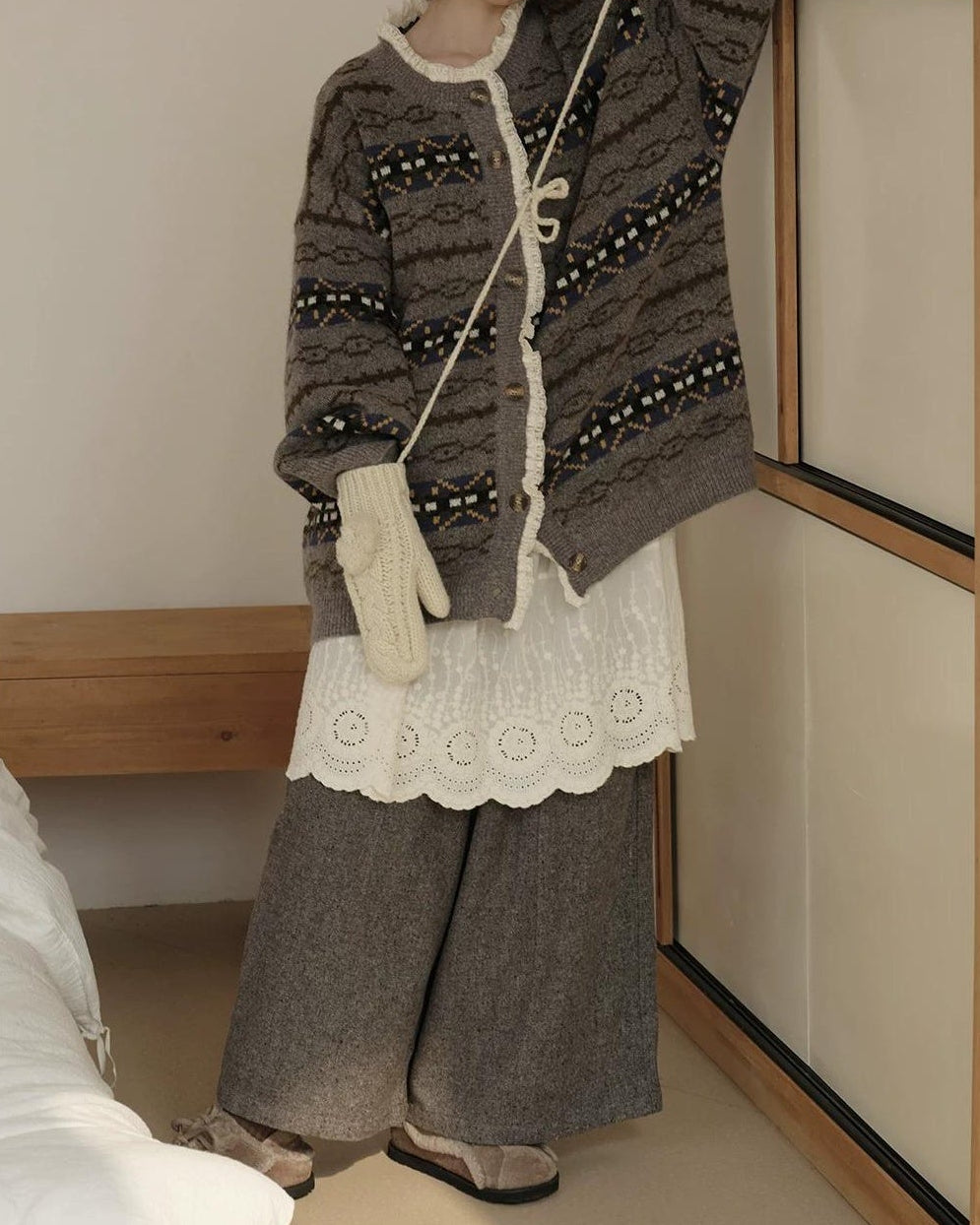 フォークロアワイドタックパンツ 10159