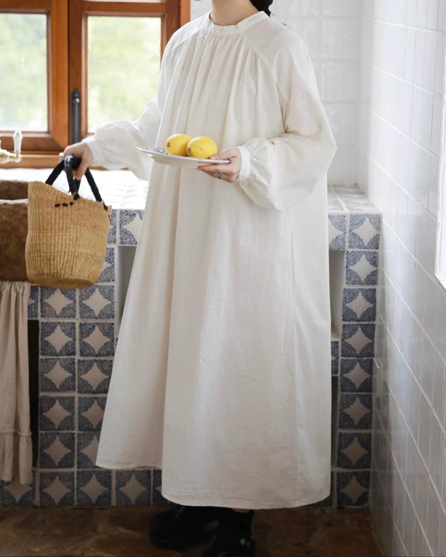 バックボタンバンドリラックスワンピース 10044