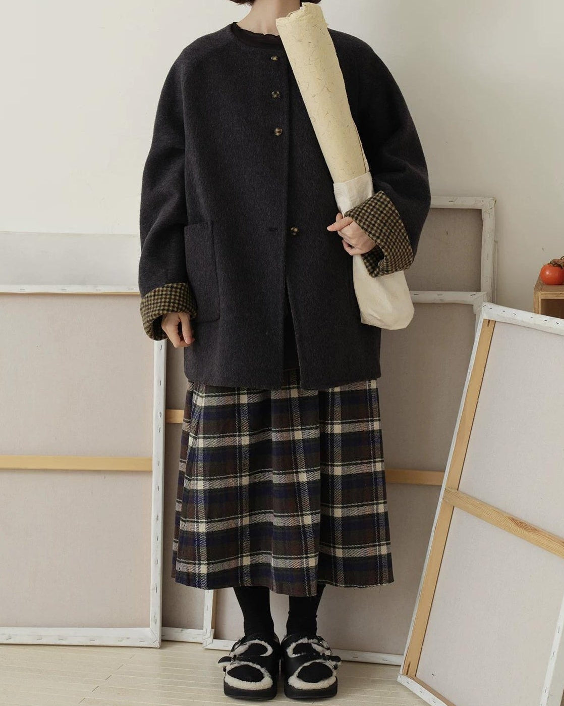 スカンジナビアチェックミディスカート 10188