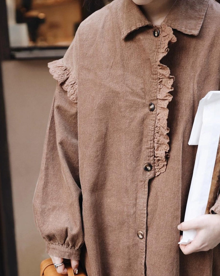 フィヨルドレースコーデュロイロングワンピース 10103