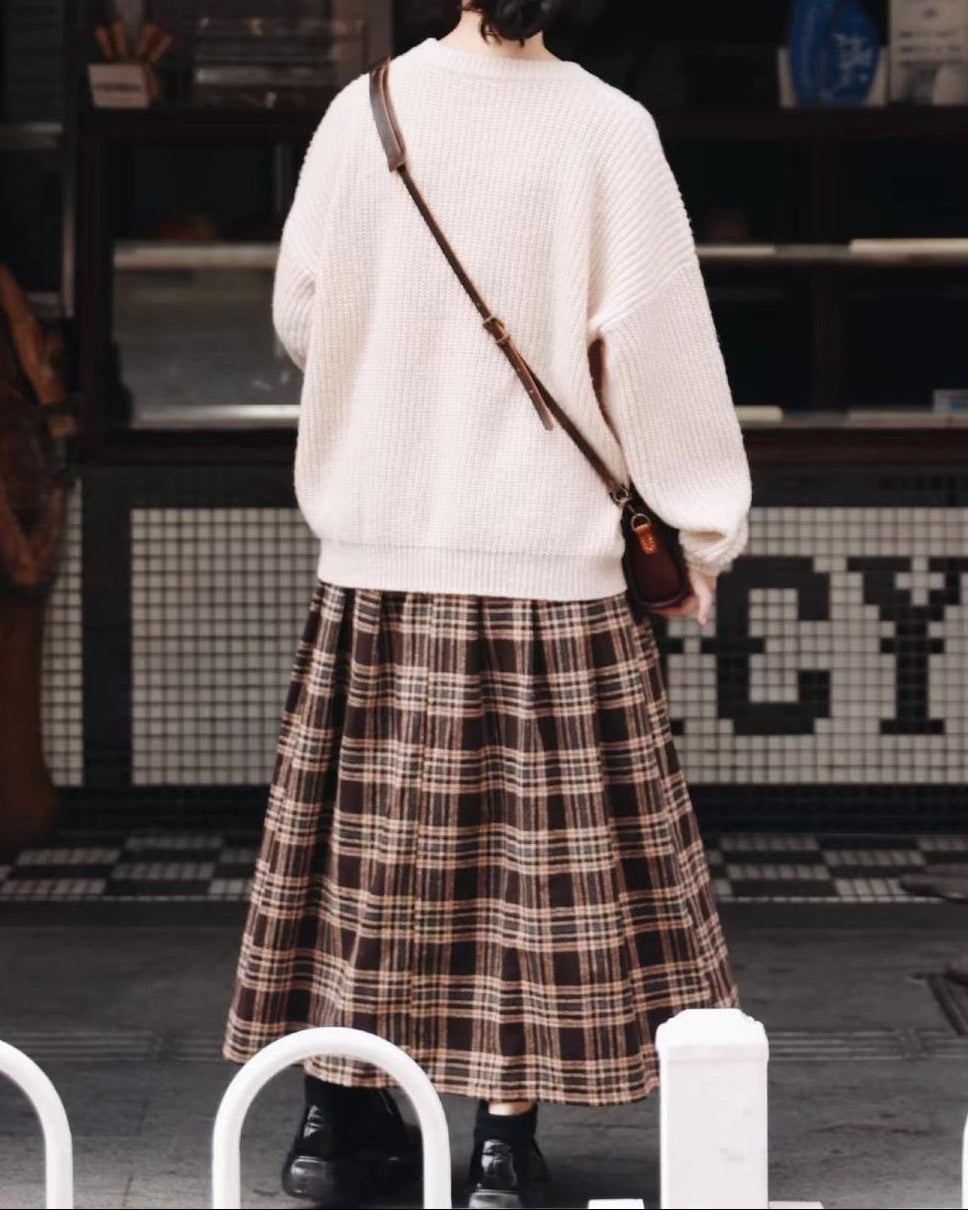 ヴィンテージチェックハイウエストスカート 10120