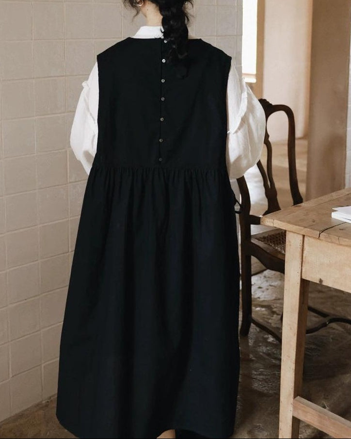 ラウンドネックレトロベストワンピース 10003