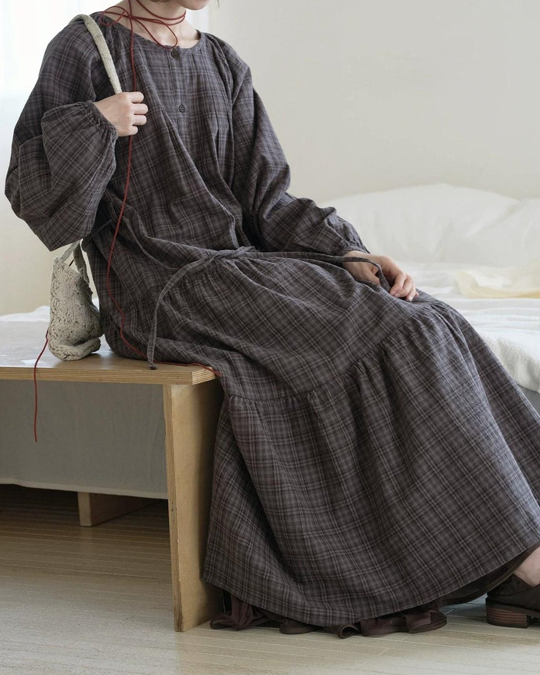 ロッカチェックハーフボタンワンピース 10239