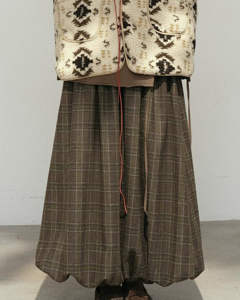 ランタンチェックミディスカート 10184