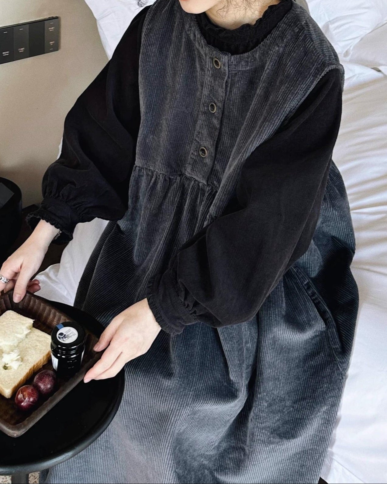 ハーフボタンコーデュロイベストワンピース 10062