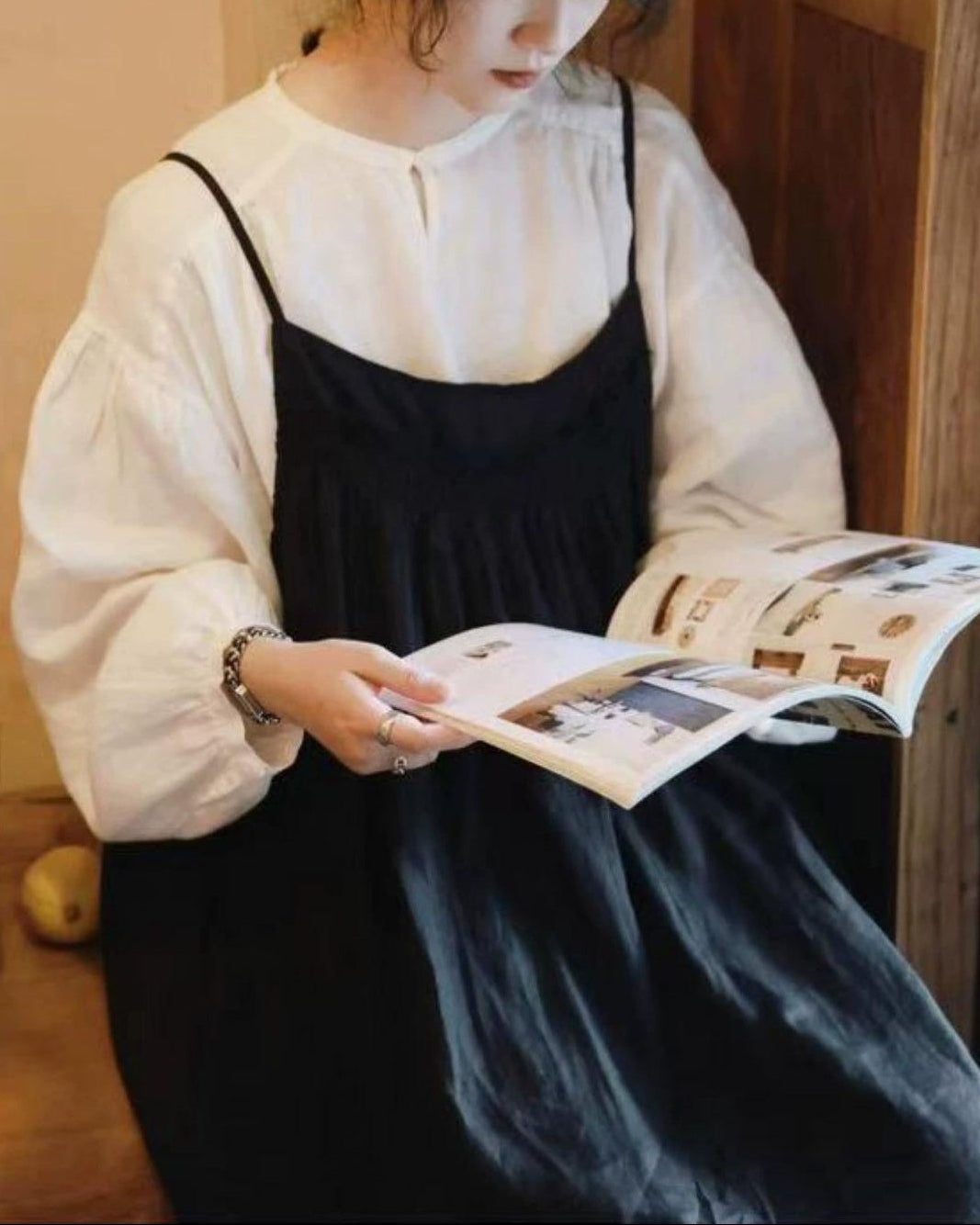 バックボタンリボンストラップワンピース 10016