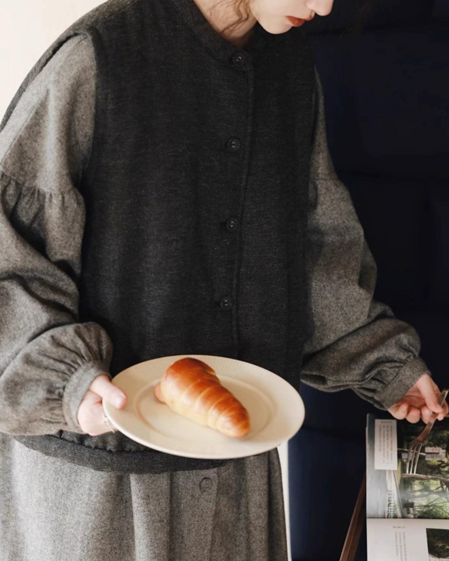 ディープヘザーシングルブレストベスト 10067