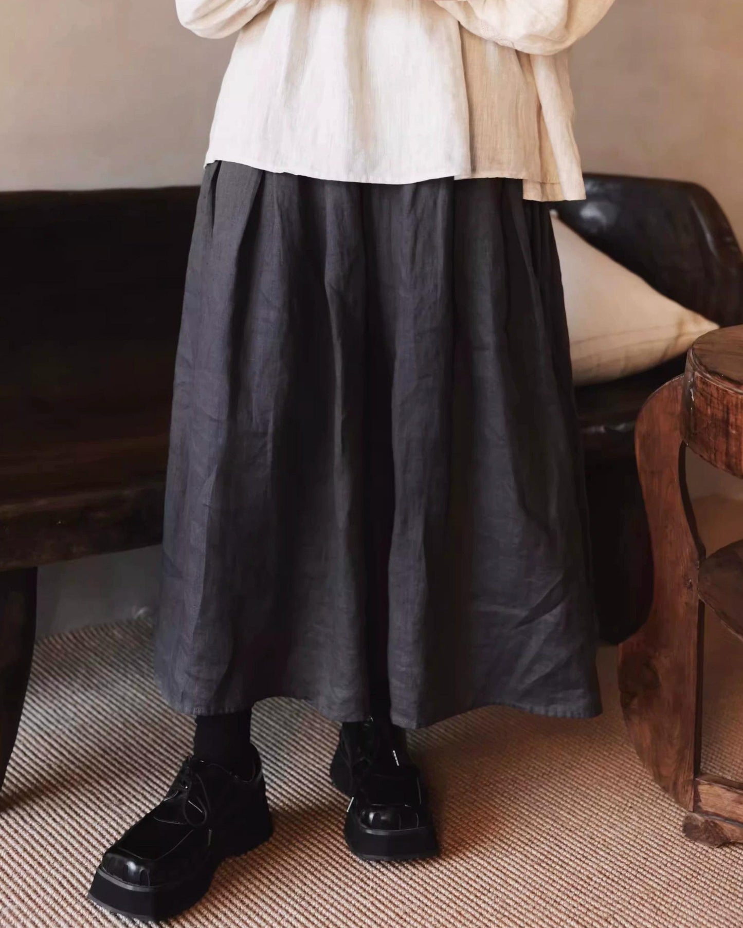 ウエストゴムリラックスロングスカート 10055