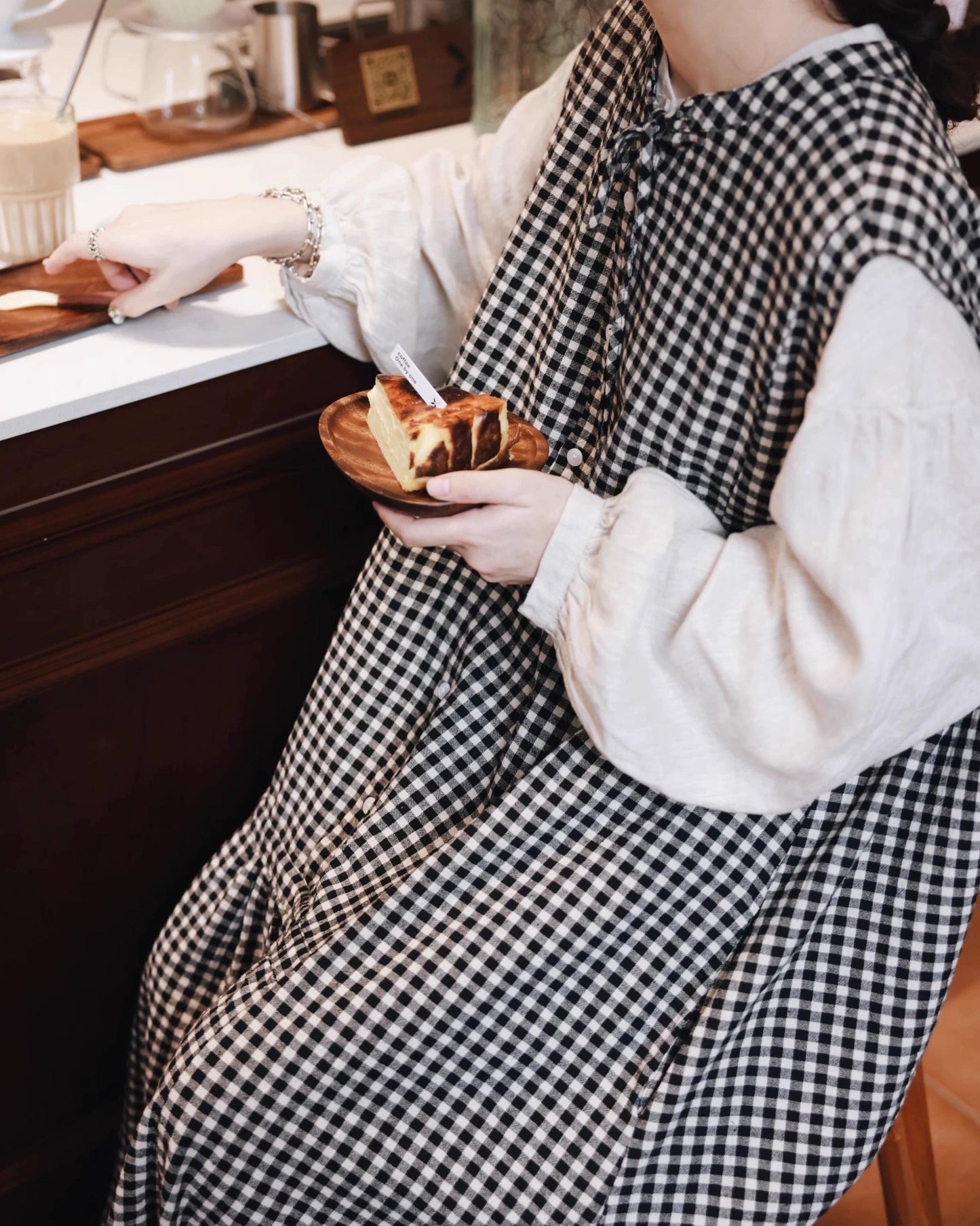 チェック柄リボンベストワンピース 10058