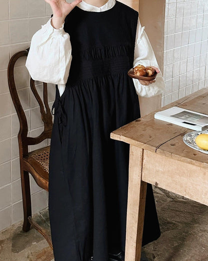 ラウンドネックレトロベストワンピース 10003