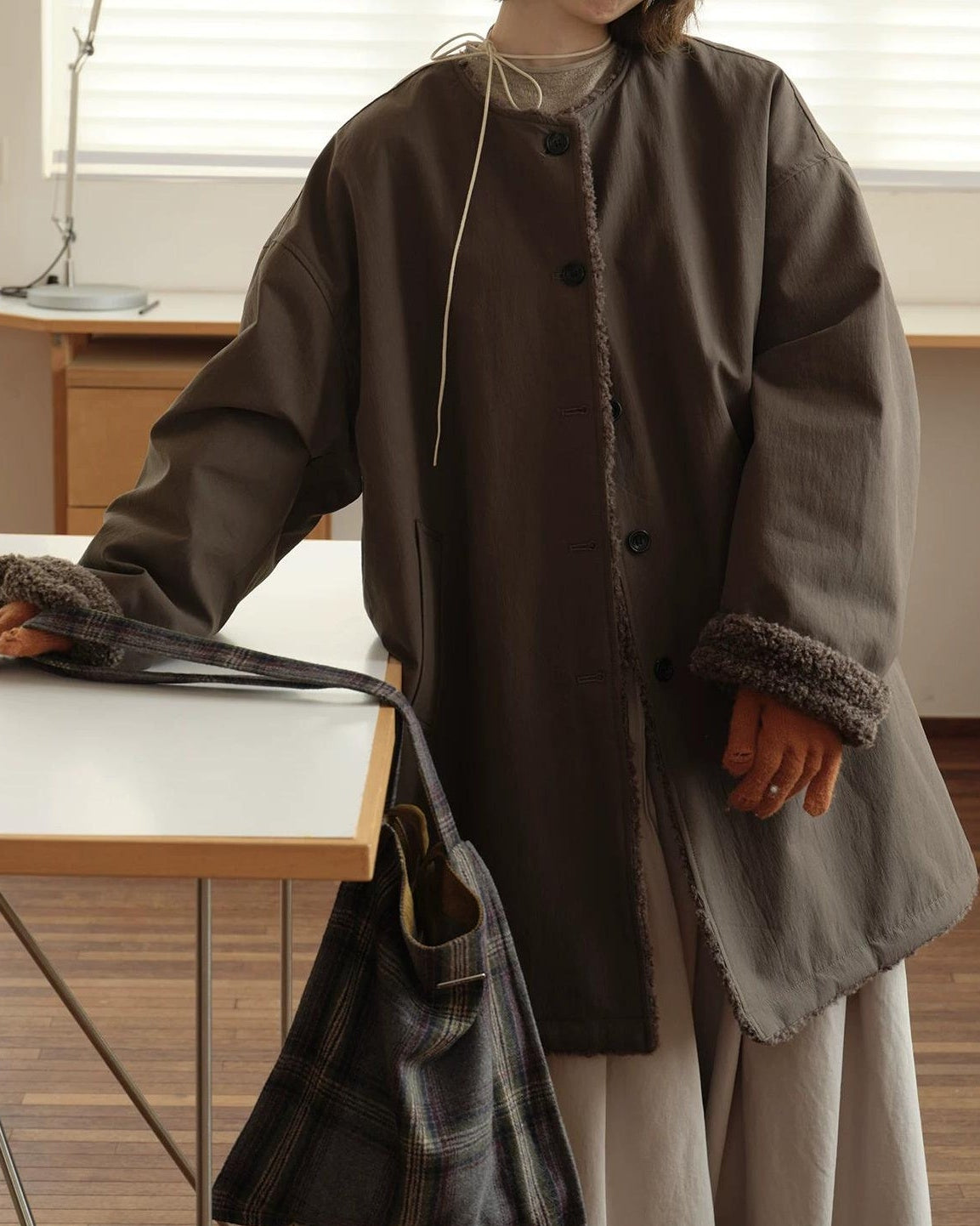 ソフトボアノーカラーシングルコート 10160