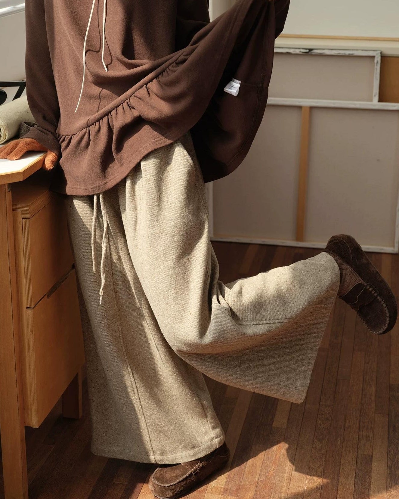 フォークロアワイドタックパンツ 10159