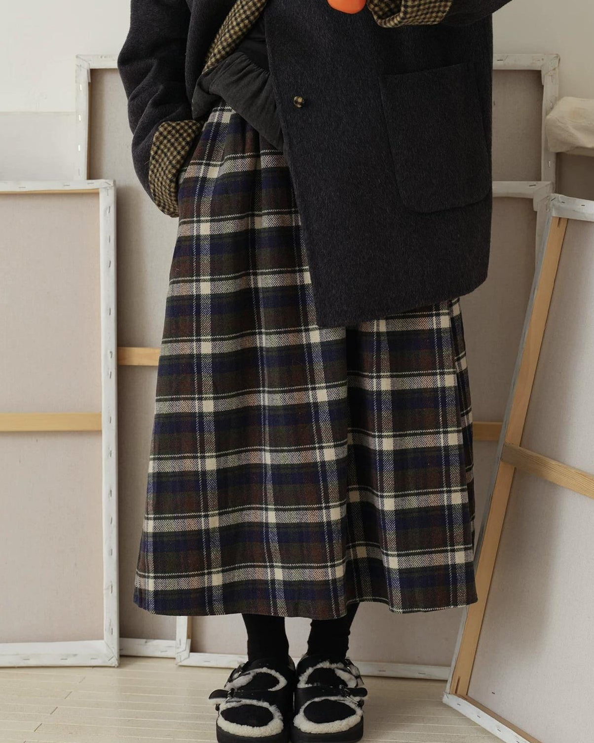スカンジナビアチェックミディスカート 10188