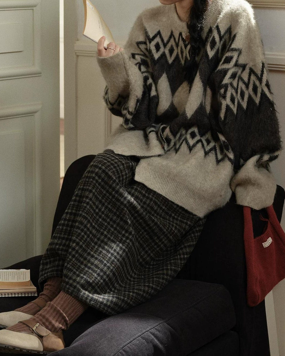 ノルディアフリッセチェックロングスカート 10291