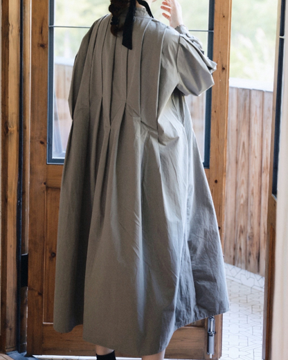 スタンドカラープリーツシャツワンピース 10088