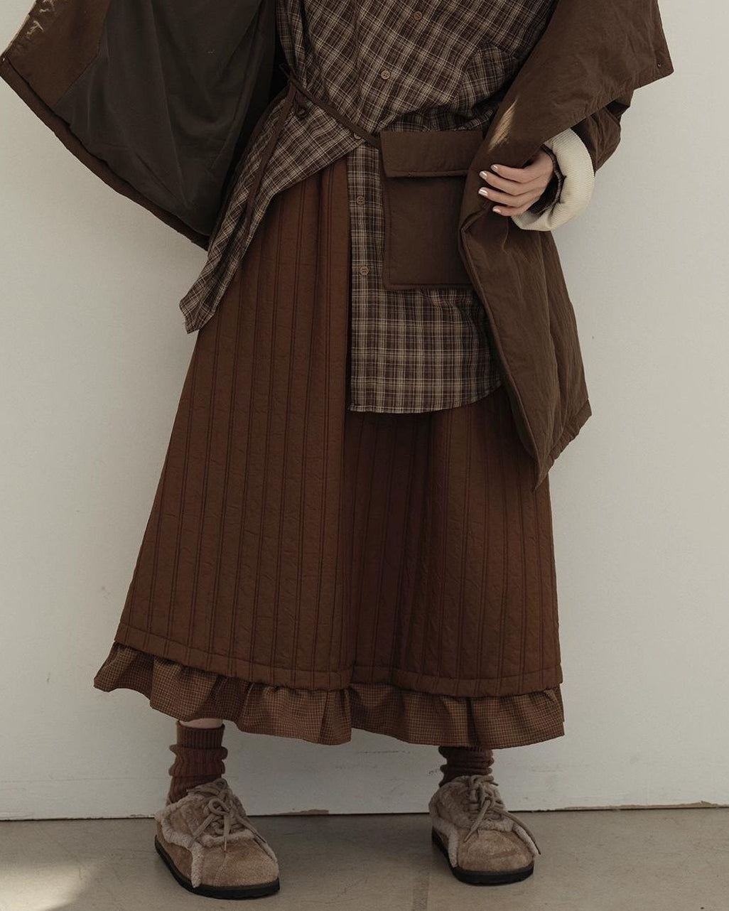 レトロチェックパッチキルトスカート 10135