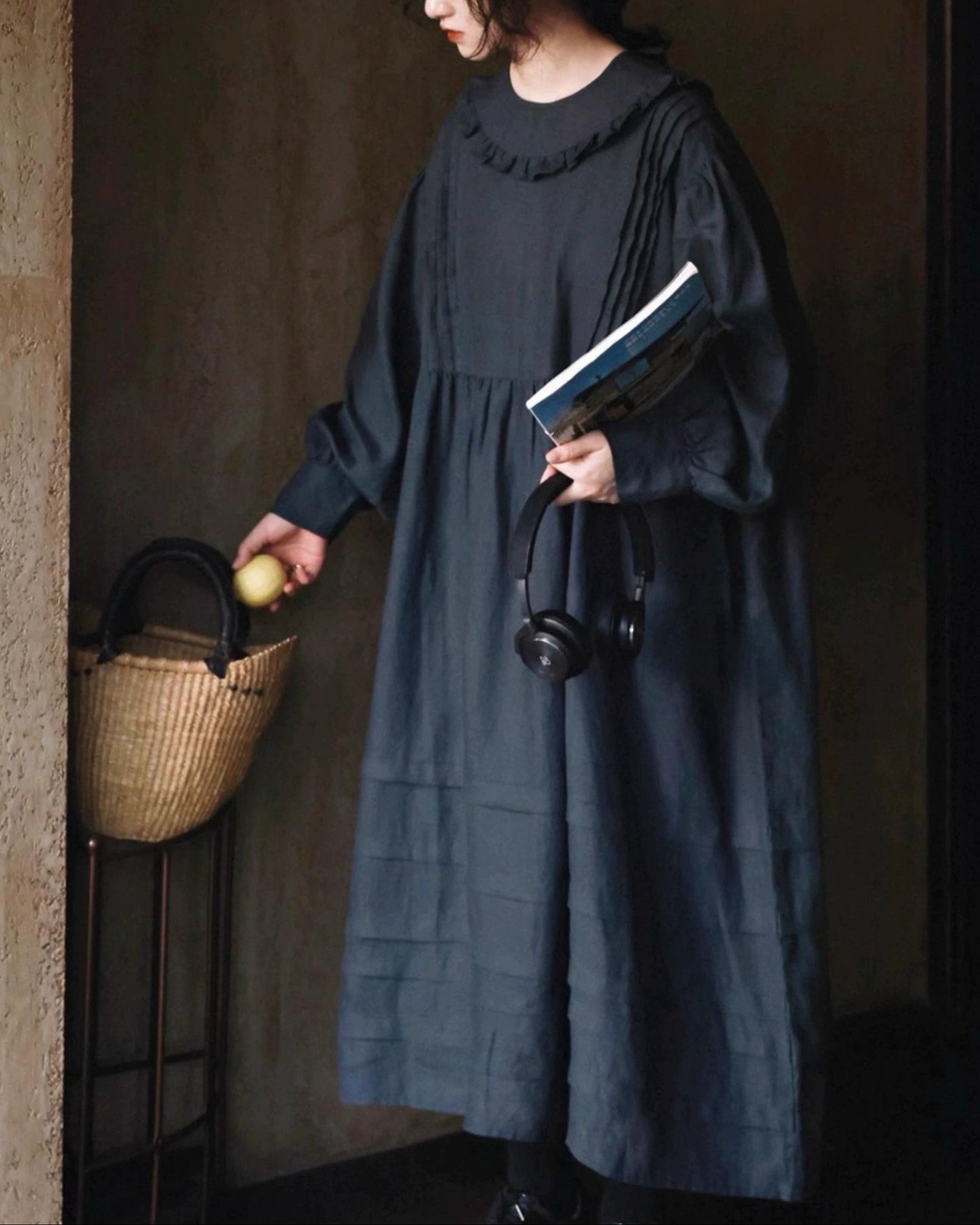 フリルカラーナチュラルワンピース 10013