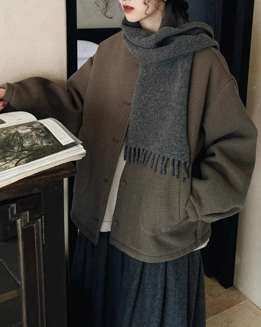 ラウンドポケットオーバーショートコート 10070