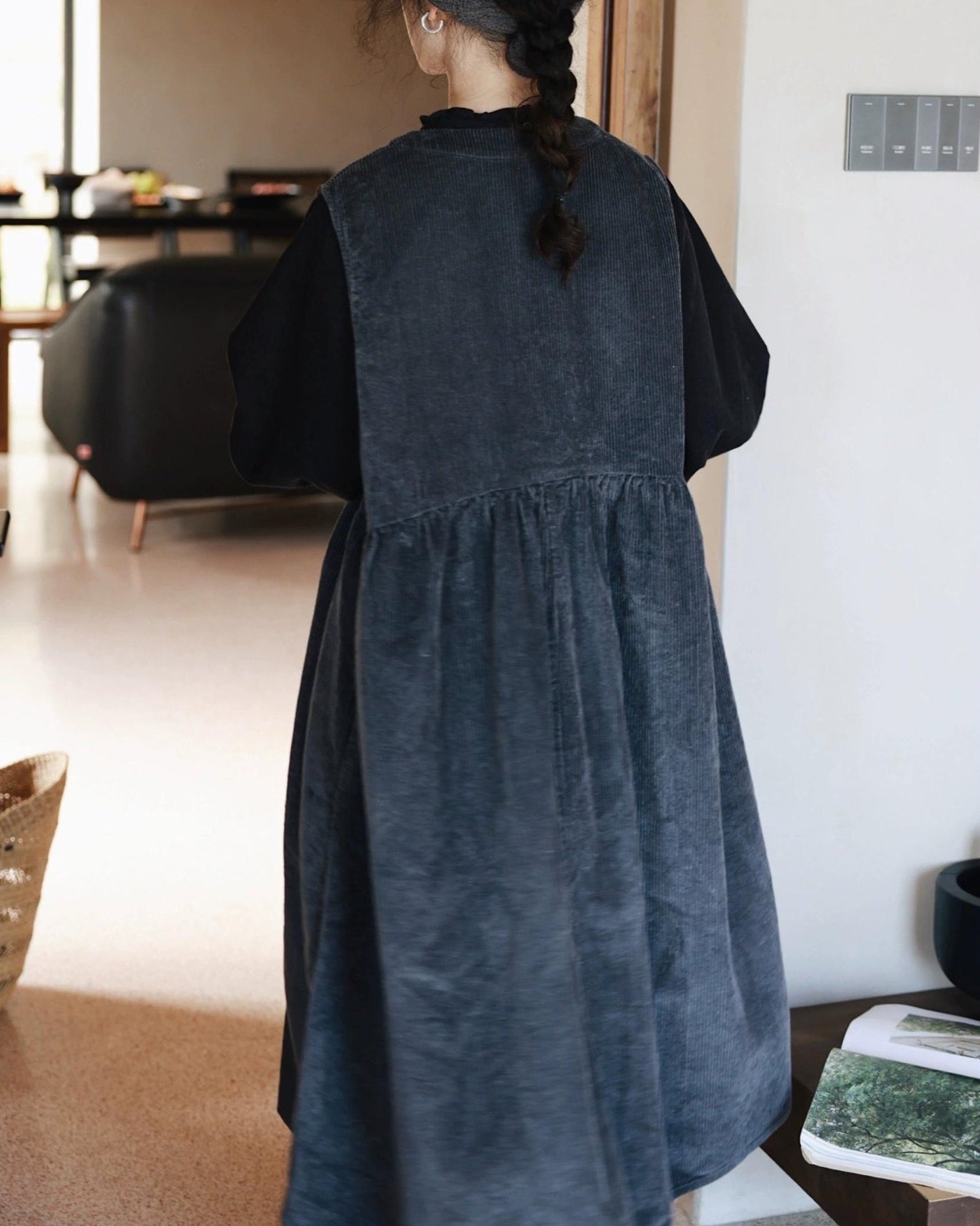 ハーフボタンコーデュロイベストワンピース 10062