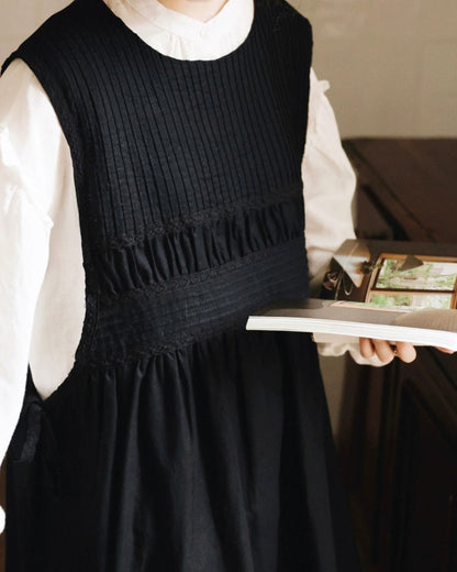 ラウンドネックレトロベストワンピース 10003
