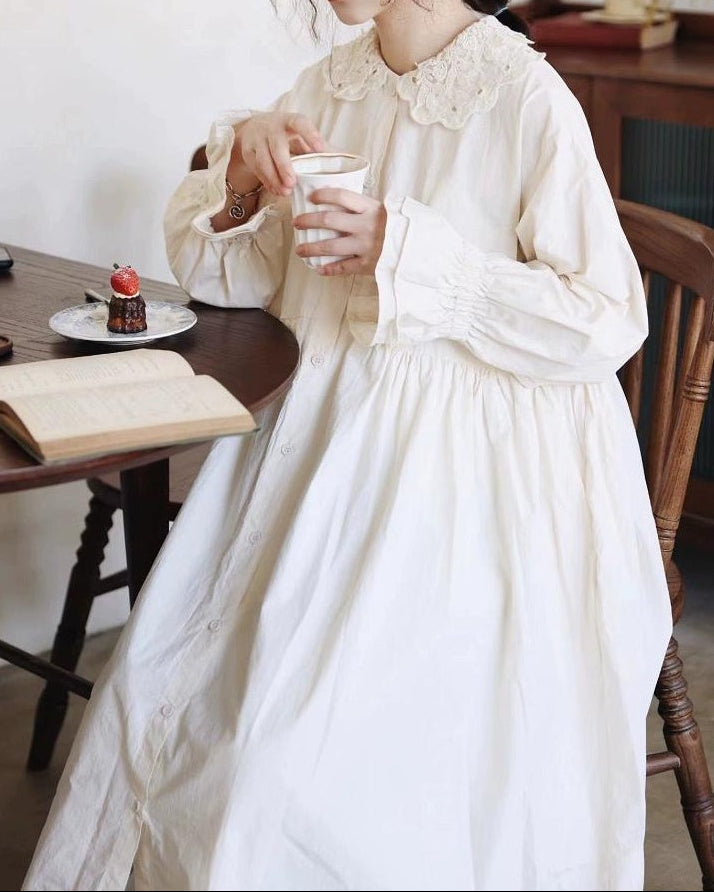 ミニマルレースカラーシャツワンピース 10099