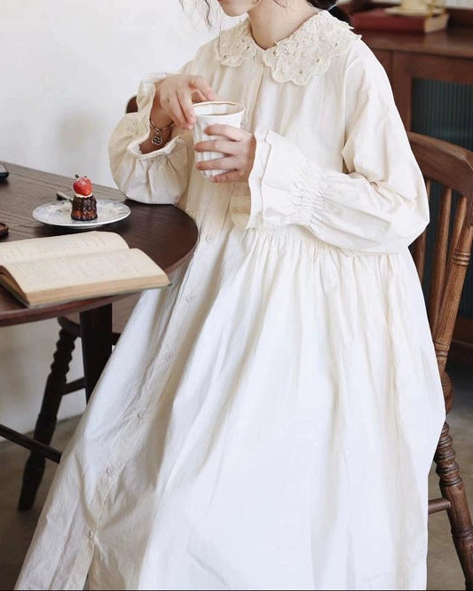 ミニマルレースカラーシャツワンピース 10099