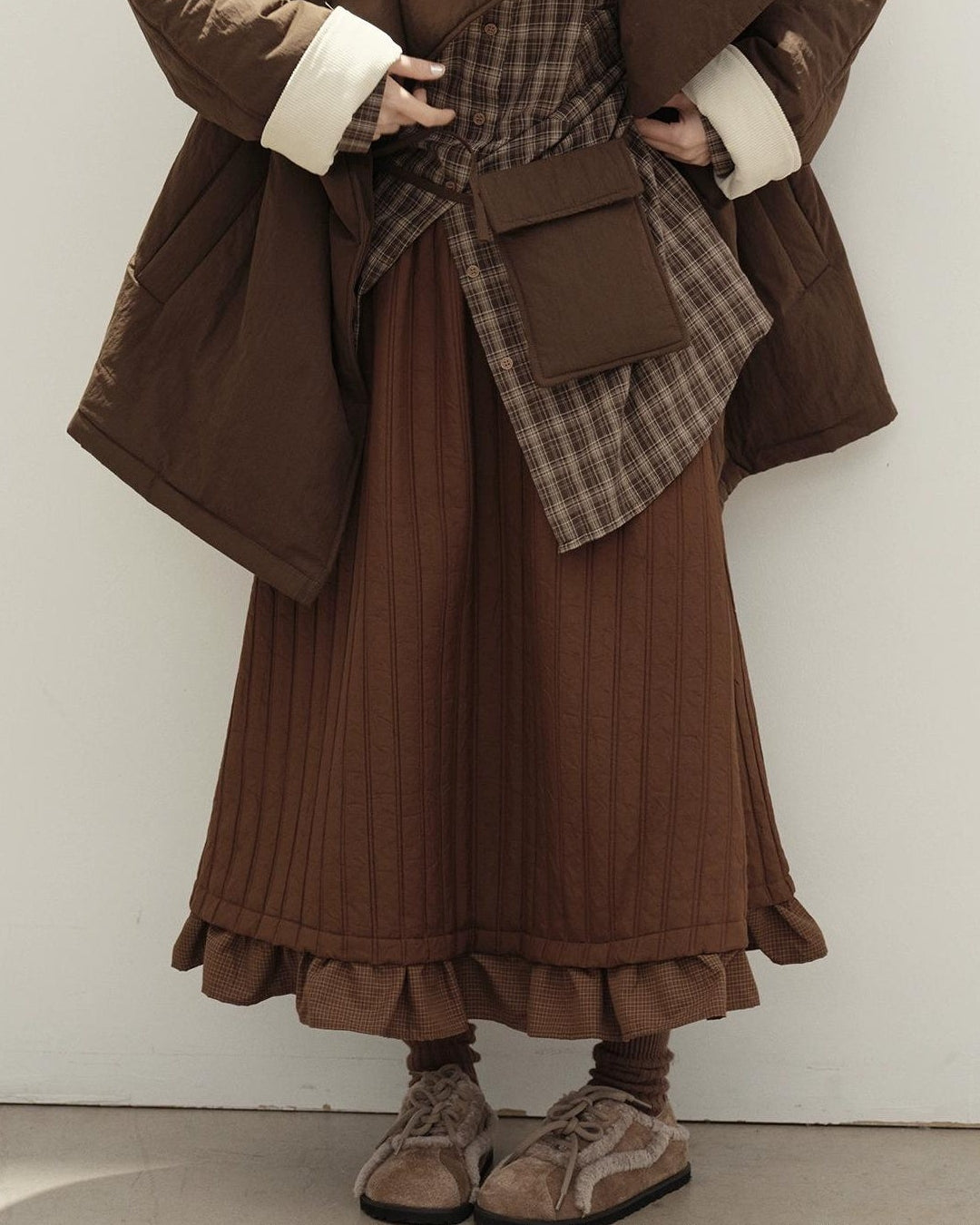 レトロチェックパッチキルトスカート 10135