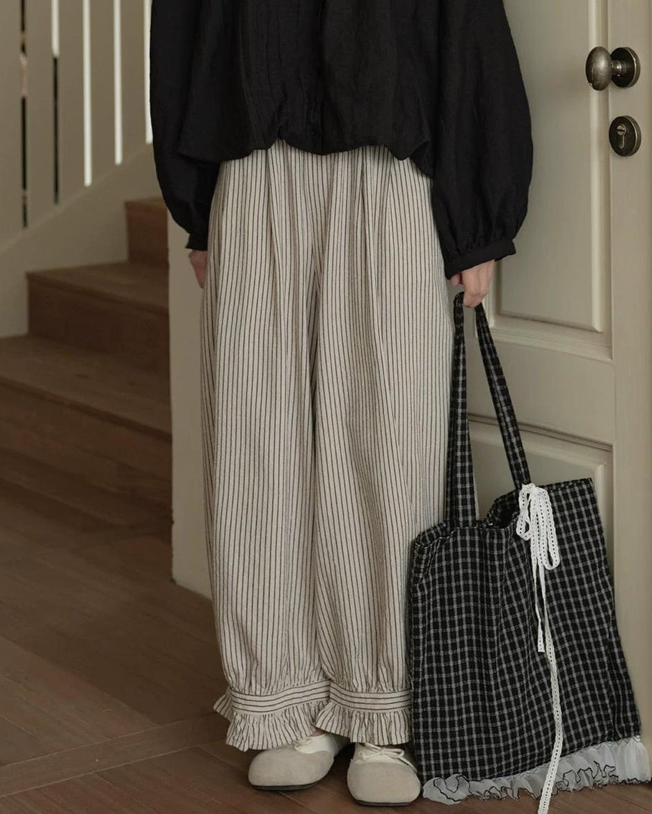 フリルヘムストライプワイドレッグ 10276