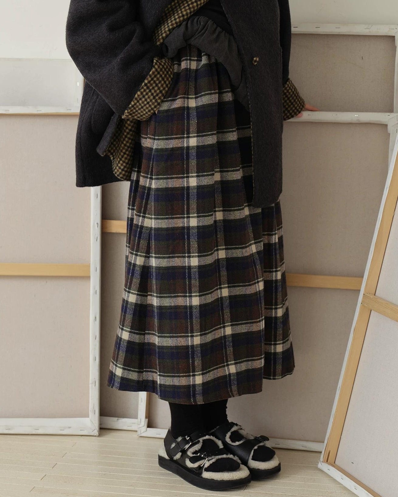 スカンジナビアチェックミディスカート 10188
