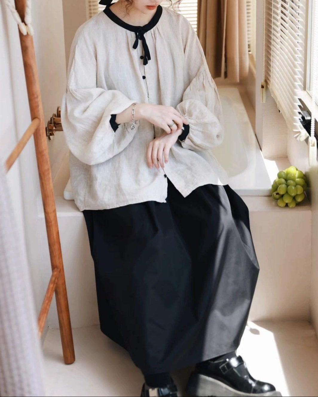 ナチュラルラインロングミディスカート 10097