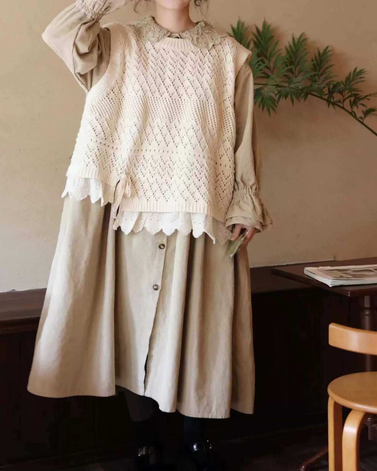 ノルディックアイレットニットベスト 10100