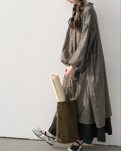 ストライプナチュラルリボンワンピース 10217