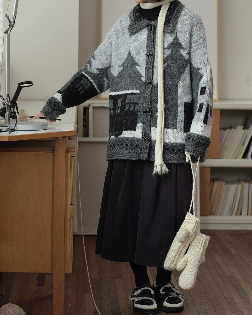 スカンディウッドパターンニットカーディガン 10165