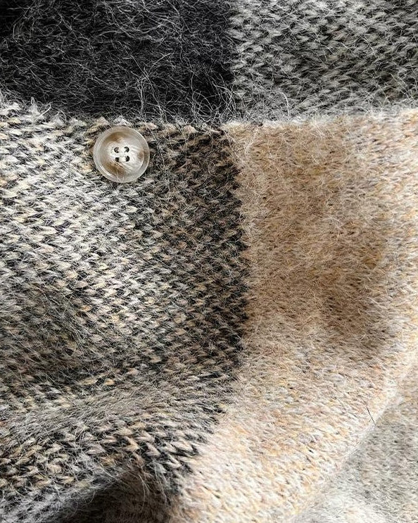 チェックニットレイヤードベスト 10197