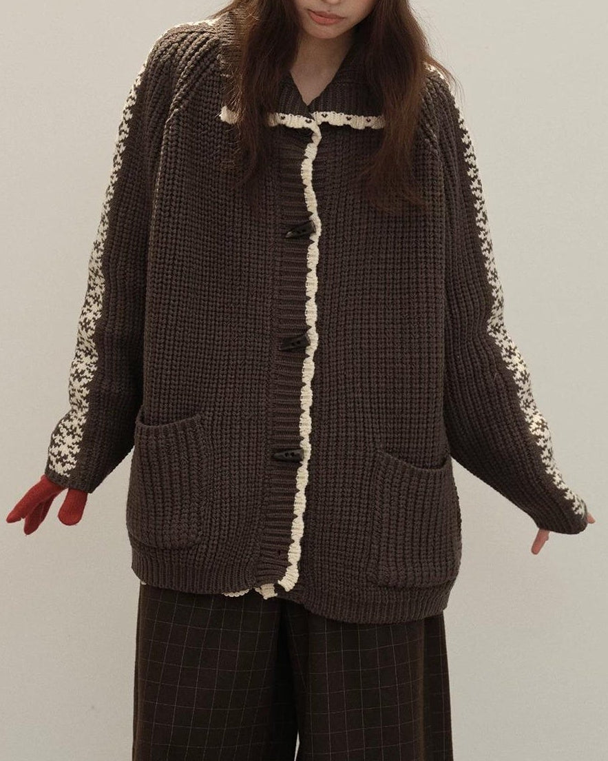 ラペルダッフルポケットニットカーディガン 10148