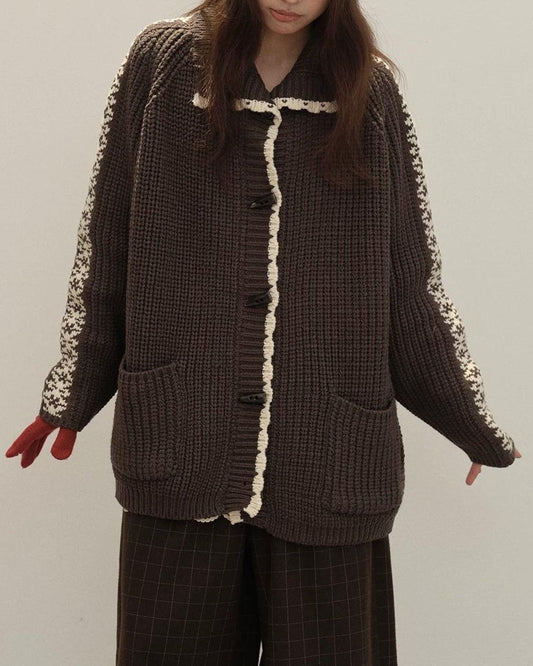 ラペルダッフルポケットニットカーディガン 10148