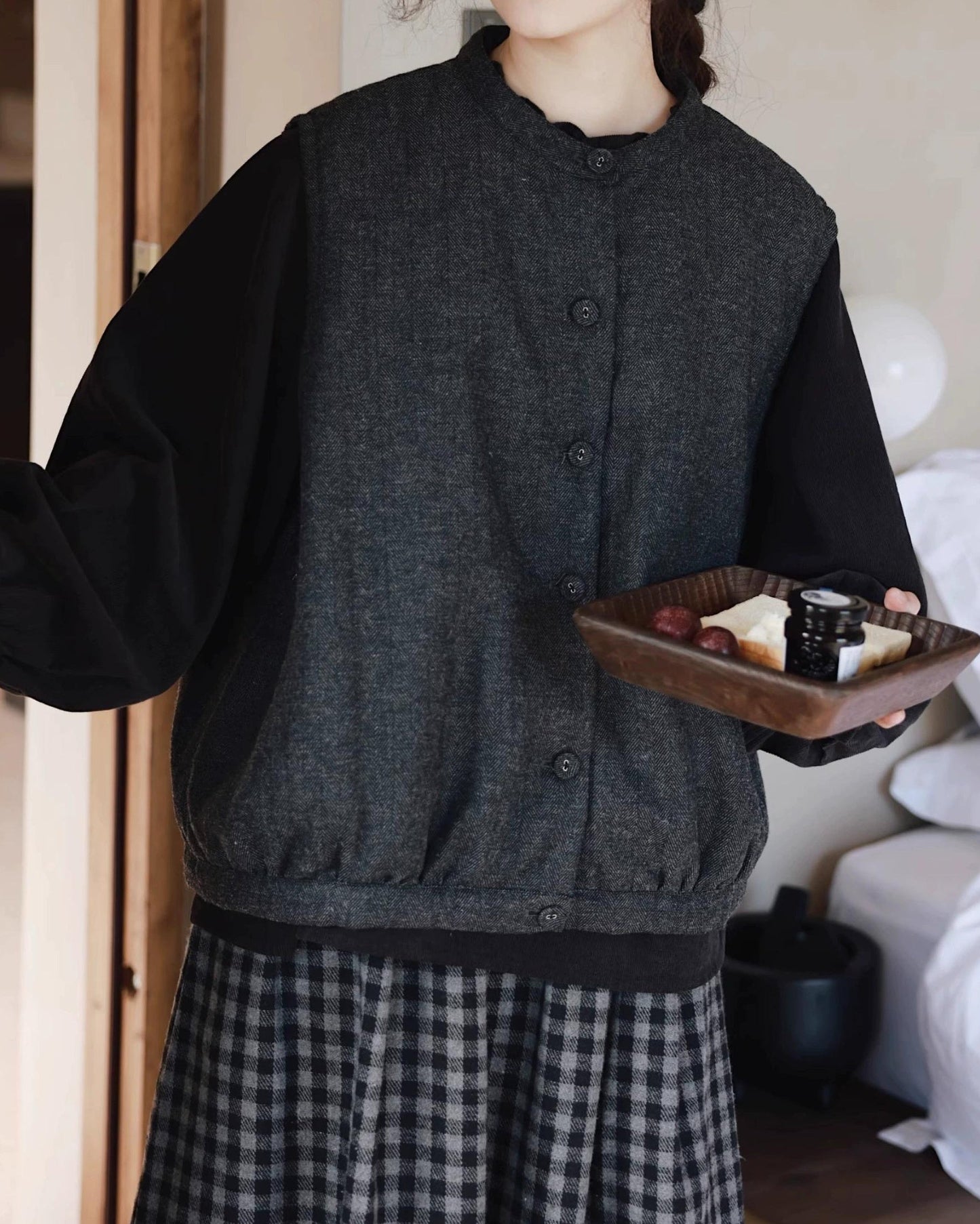 ディープヘザーシングルブレストベスト 10067