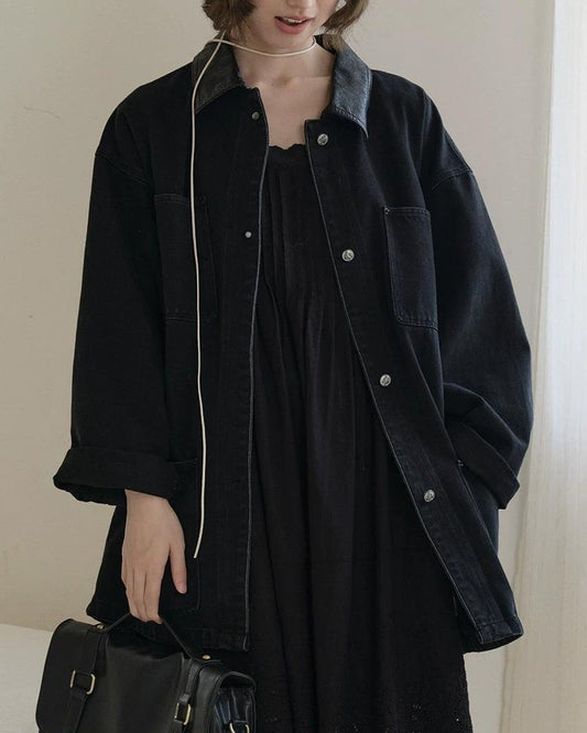 デニムリラックスロングジャケット 10214